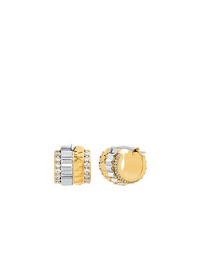 michael kors pav  two tone fluted huggie earrings