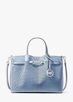 michael kors carson medium floral laser cut satchel