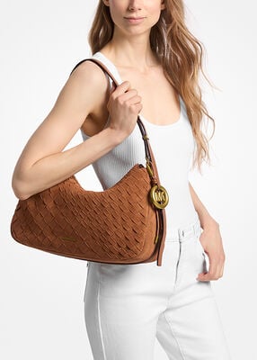 michael kors nolita medium hand woven suede shoulder bag