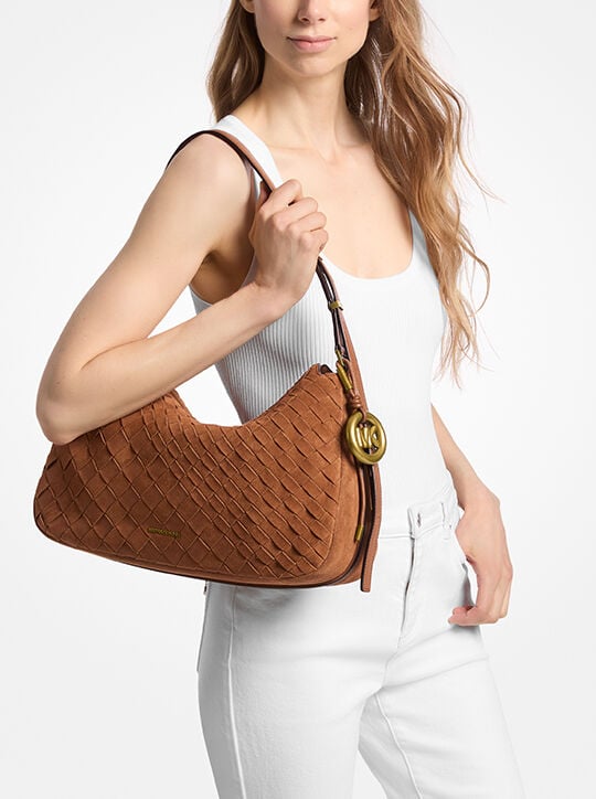 Nolita Medium Hand-Woven Suede Shoulder Bag michael kors nolita medium hand woven suede shoulder bag