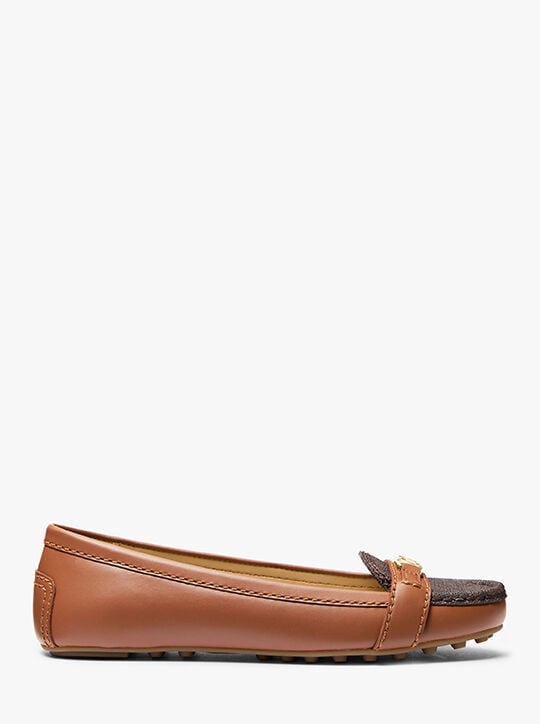 Mandy Leather and Signature Logo Moccasin michael kors mandy leather and signature logo moccasin