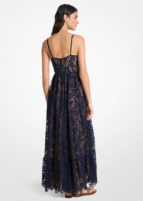 michael kors فستان ماكسي من الدانتيل الزهري المزخرف