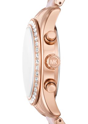 michael kors lexington pav  pink tone and ceramic watch