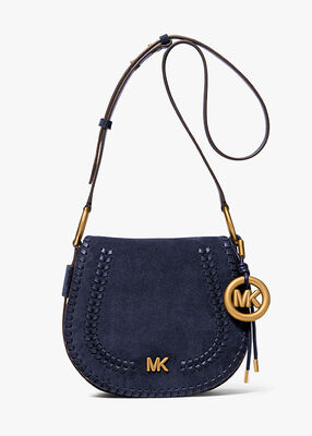michael kors josie medium whipstitched suede saddle bag