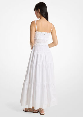 michael kors فستان ماكسي من قماش البوبلين القطني المكشكش