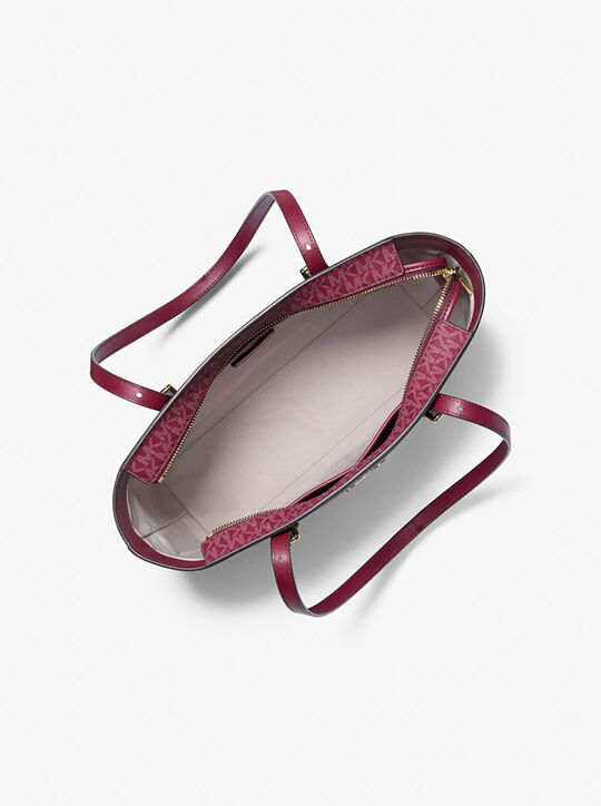 michael kors quinn medium signature logo and leather tote bag