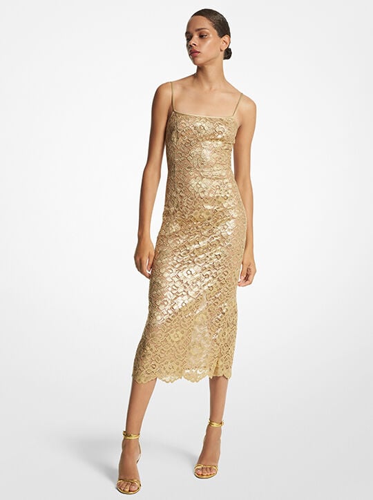 michael kors فستان دانتيل لامع مزهر