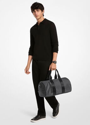 michael kors brooklyn large printed signature logo duffel bag