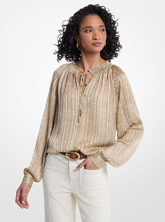 Metallic Printed Georgette Blouse michael kors metallic printed georgette blouse