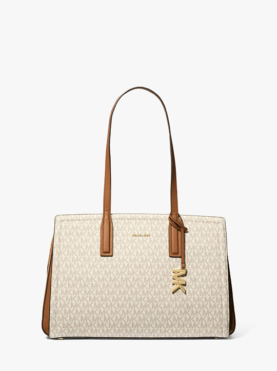 michael kors laila medium signature logo tote bag