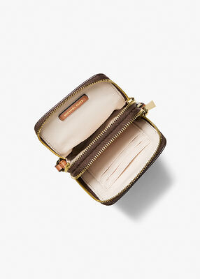 michael kors jet set small signature logo smartphone crossbody bag