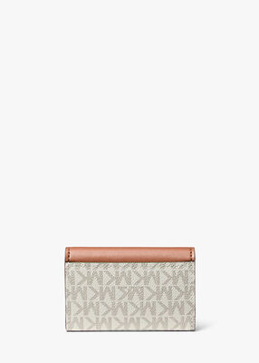 michael kors lyra extra small signature logo trifold wallet