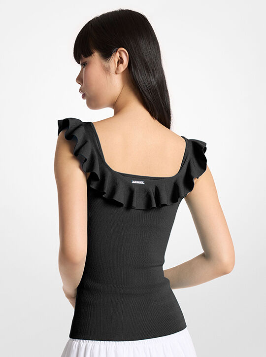 michael kors ruffled stretch viscose tank top