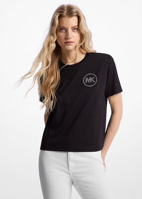 michael kors embellished logo organic cotton t shirt