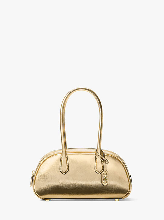 michael kors lulu small metallic leather satchel