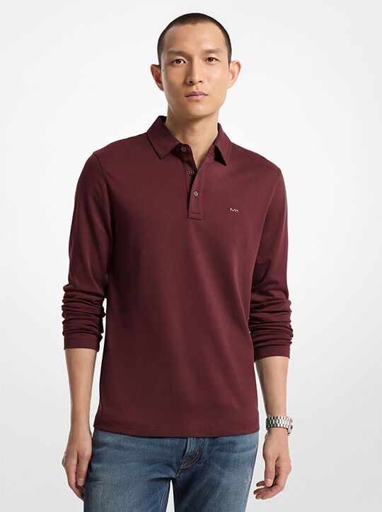 michael kors cotton long sleeve polo shirt