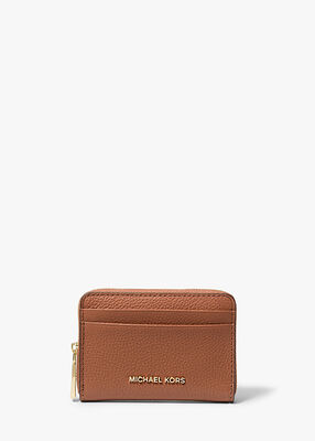 michael kors jet set small pebbled leather zip around card case