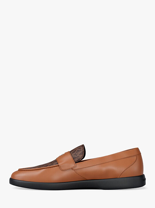 michael kors wesley leather and signature logo loafer
