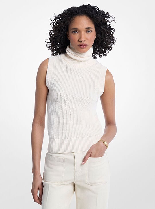 Sleeveless Wool Blend Turtleneck Top michael kors sleeveless wool blend turtleneck top