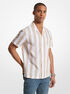 michael kors striped cotton blend camp shirt