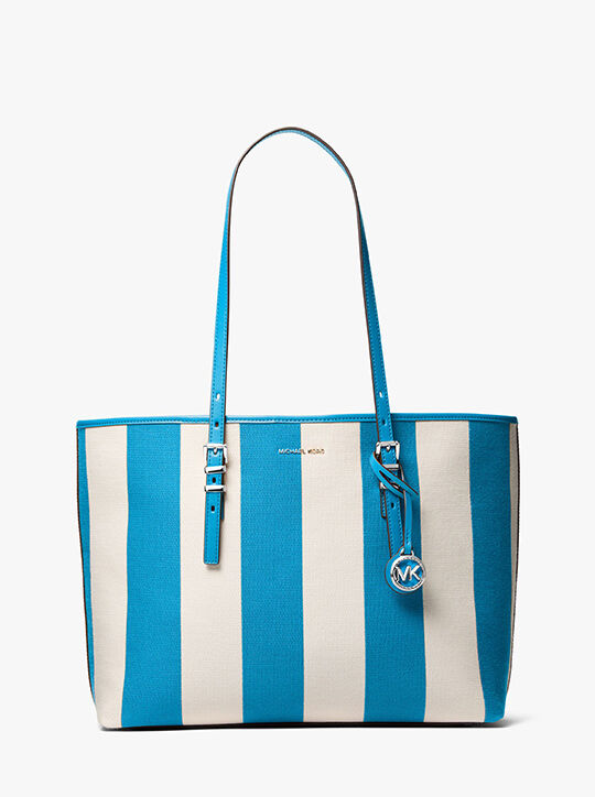 michael kors quinn large striped canvas tote bag