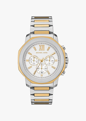 michael kors ساعة بريسكوت ثنائية اللون كبيرة الحجم