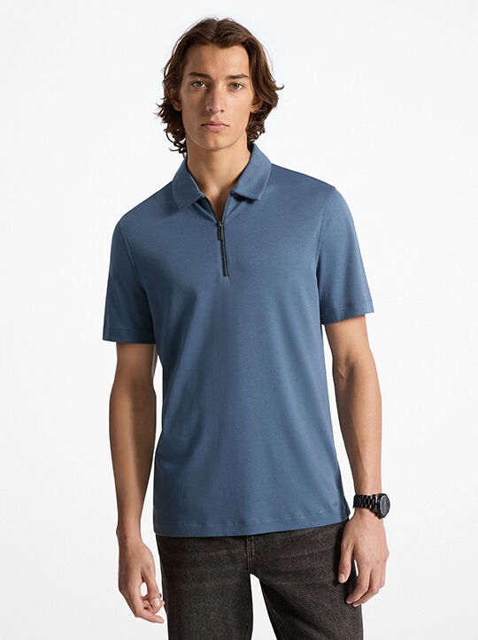 Cotton Half-Zip Polo Shirt michael kors cotton half zip polo shirt