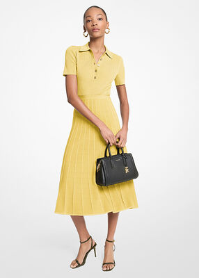 michael kors ribbed stretch knit polo midi dress