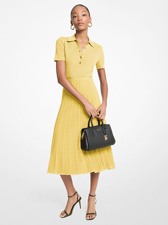 Ribbed Stretch Knit Polo Midi Dress michael kors ribbed stretch knit polo midi dress