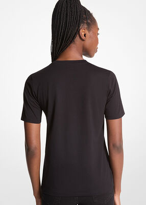 michael kors studded logo charm organic cotton jersey t shirt