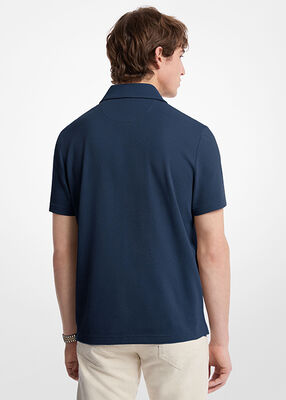 michael kors bubble knit stretch cotton polo shirt