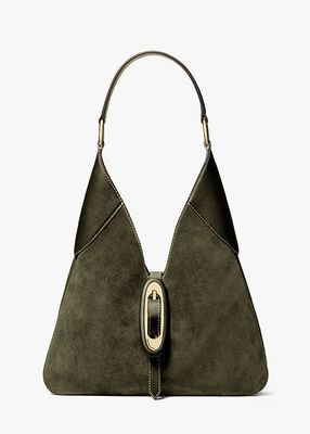 michael kors حقيبة كتف كورنيليا متوسطة الحجم من جلد الغزال