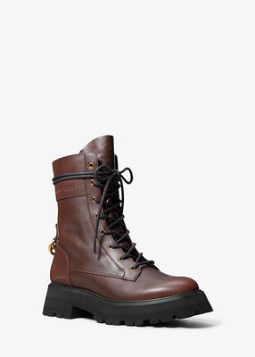 michael kors caleb burnished leather combat boot