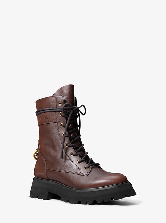Caleb Burnished Leather Combat Boot michael kors caleb burnished leather combat boot