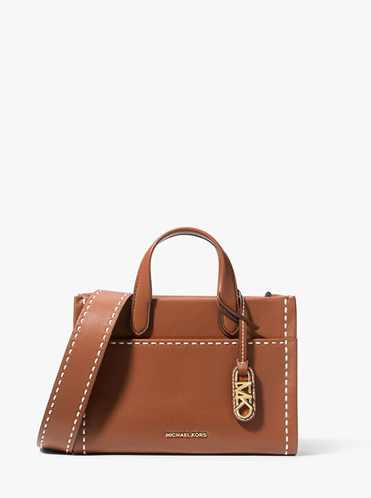 Gigi Small Topstitched Leather Messenger Bag michael kors gigi small topstitched leather messenger bag