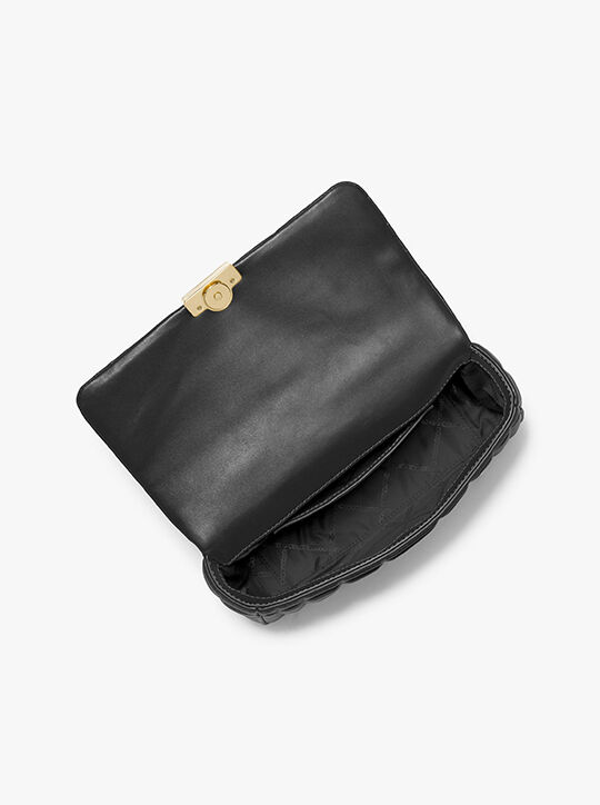 michael kors حقيبة كتف تريبيكا كبيرة من الجلد المبطن