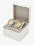Lennox His and Hers Pavé Two-Tone Watch Set michael kors lennox his and hers pav two tone watch set