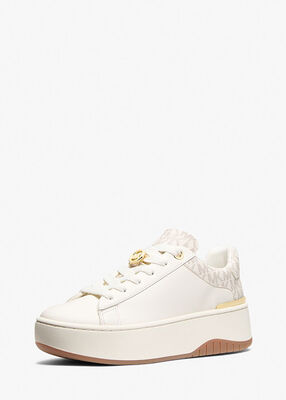 michael kors dottie leather and signature logo sneaker