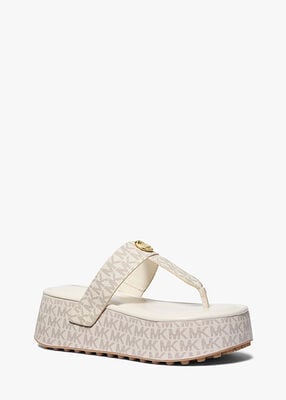 michael kors koya signature logo platform flip flop