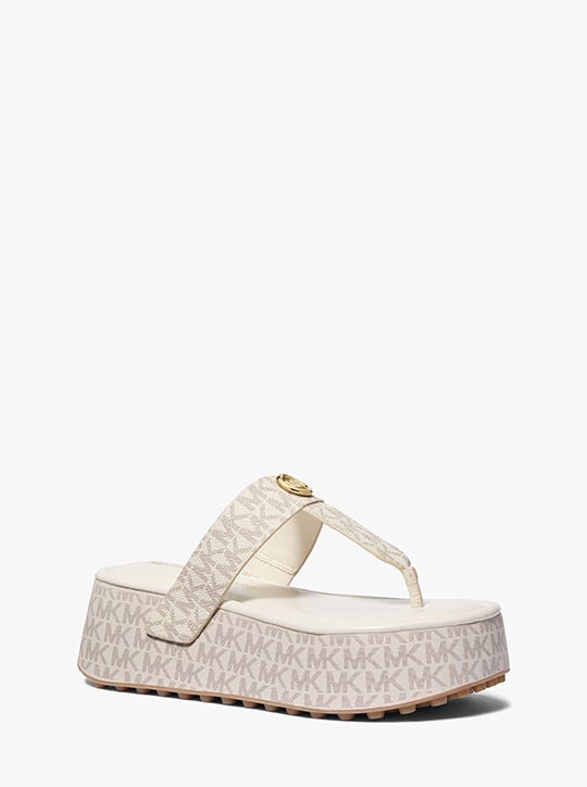 michael kors koya signature logo platform flip flop