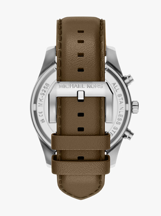 michael kors ساعة مايكل كورس ليكسينغتون كرونوغراف بسوار جلدي بني
