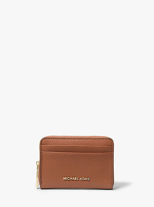 michael kors حافظة بطاقات جيت سيت صغيرة من الجلد المحبب بسحاب دائري