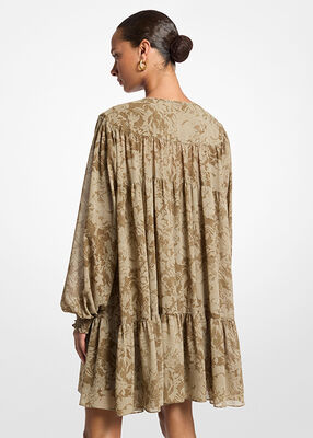 michael kors floral georgette tiered dress