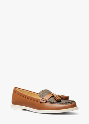 michael kors kiernan leather and signature logo loafer