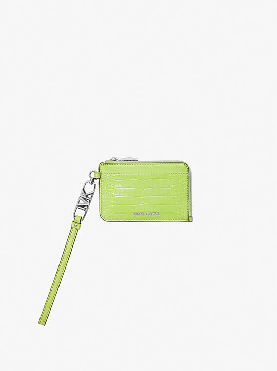 Empire Small Crocodile Embossed Leather Zip Card Case michael kors empire small crocodile embossed leather zip card case