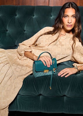 michael kors تنورة ماكسي متعددة الطبقات بنقشة جاكار ماسية إمباير