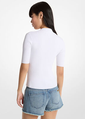 michael kors قميص بولو برباط من الفسكوز المطاطي المضلع