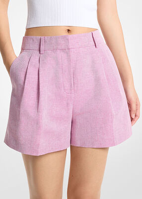 michael kors شورت من الكتان والقطن مطوي