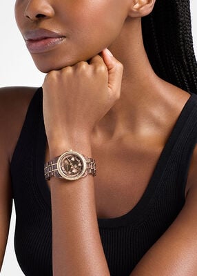 michael kors ritz pav  beige gold tone and acetate watch