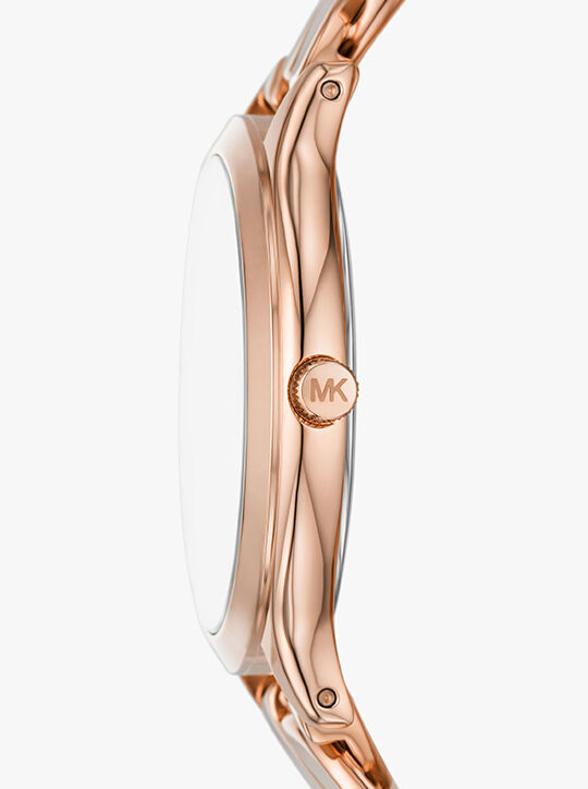 michael kors slim runway rose gold tone curb link watch
